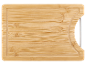 Bambusschneidebrett mit Metallgriff.