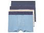 Drei Paar Boxershorts in Blau und gestreift.