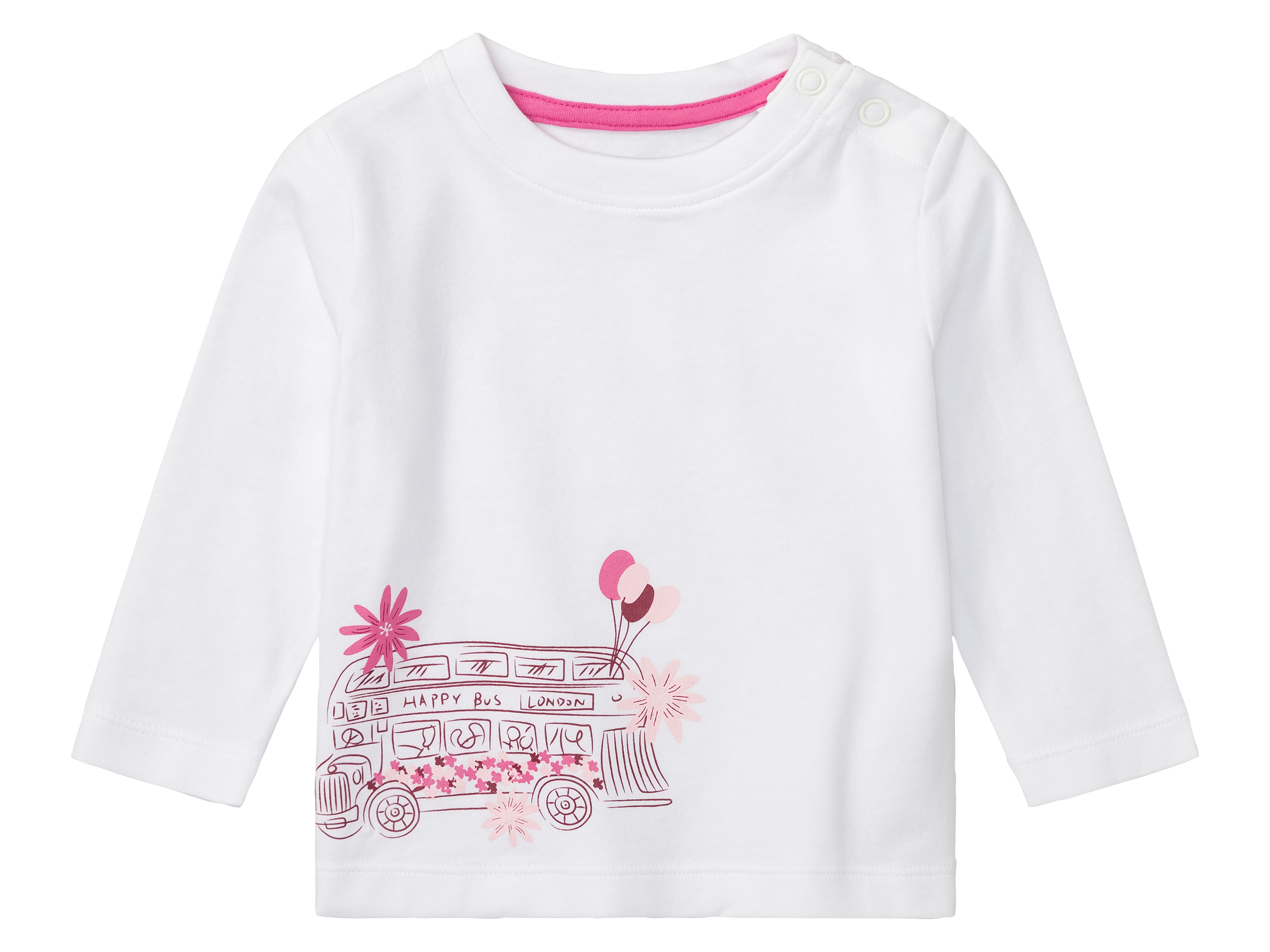 Thumbnail - lupilu® Baby Langarmshirt, 3 Stück (62/68, bordeaux/weiß)