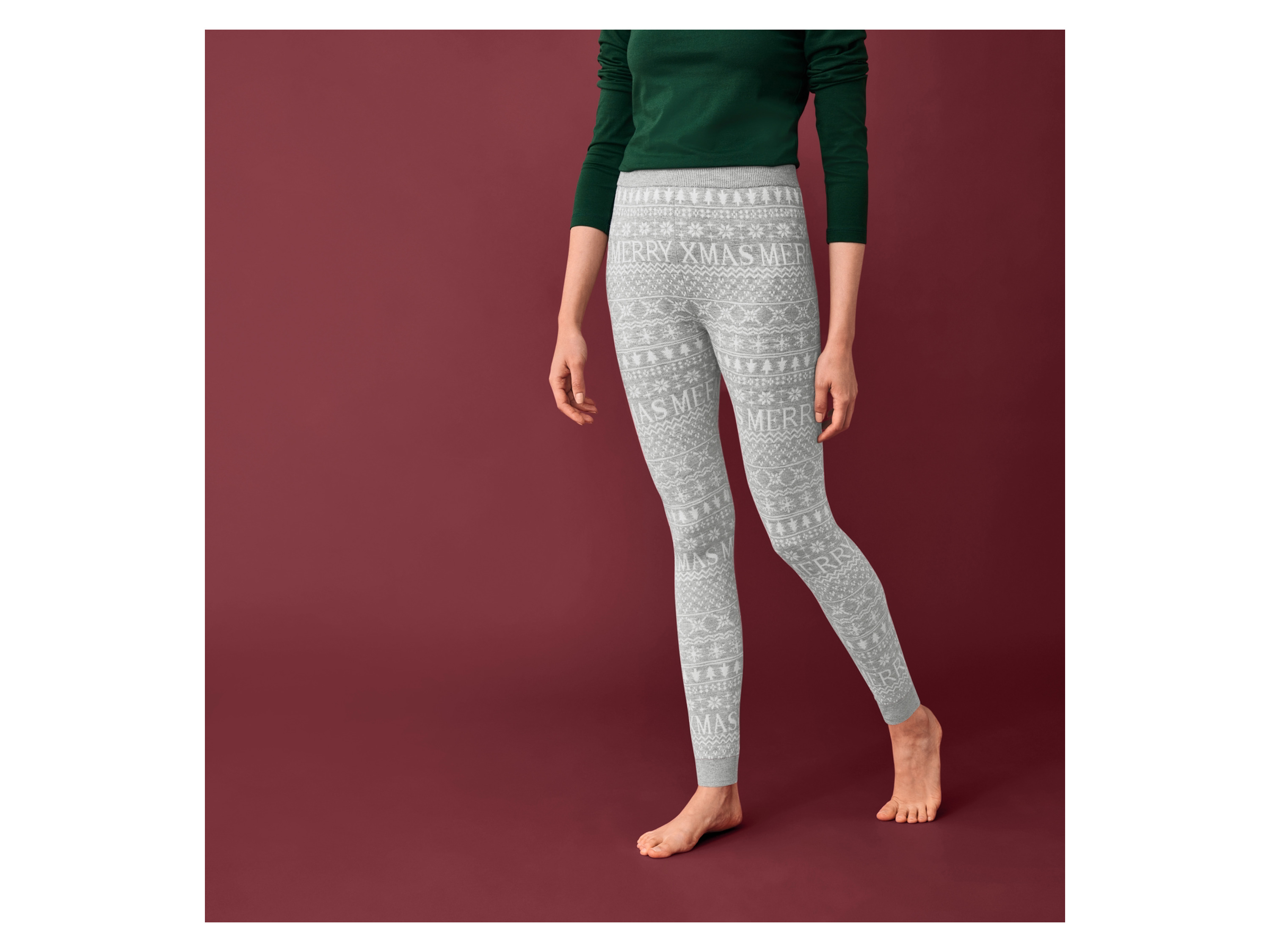 ESMARA® Damen Leggings Weihnachten (Grau, M(40/42)) – Bild 2 von 3