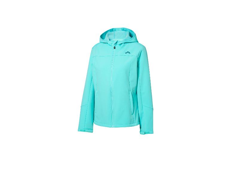 Eine türkisfarbene Kapuzenjacke mit Reißverschluss und kleinem Logo auf der Brust.