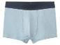 Hellblaue Herren-Boxershorts mit dunkelblauem Gummibund.
