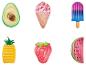 Sommer-Schwimmtiere: Avocado, Eis, Eis am Stiel, Ananas, Erdbeere, Wassermelone.