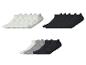 Drei Packungen Sneaker-Socken: weiße, schwarze und mehrfarbige (weiß, grau, schwarz).