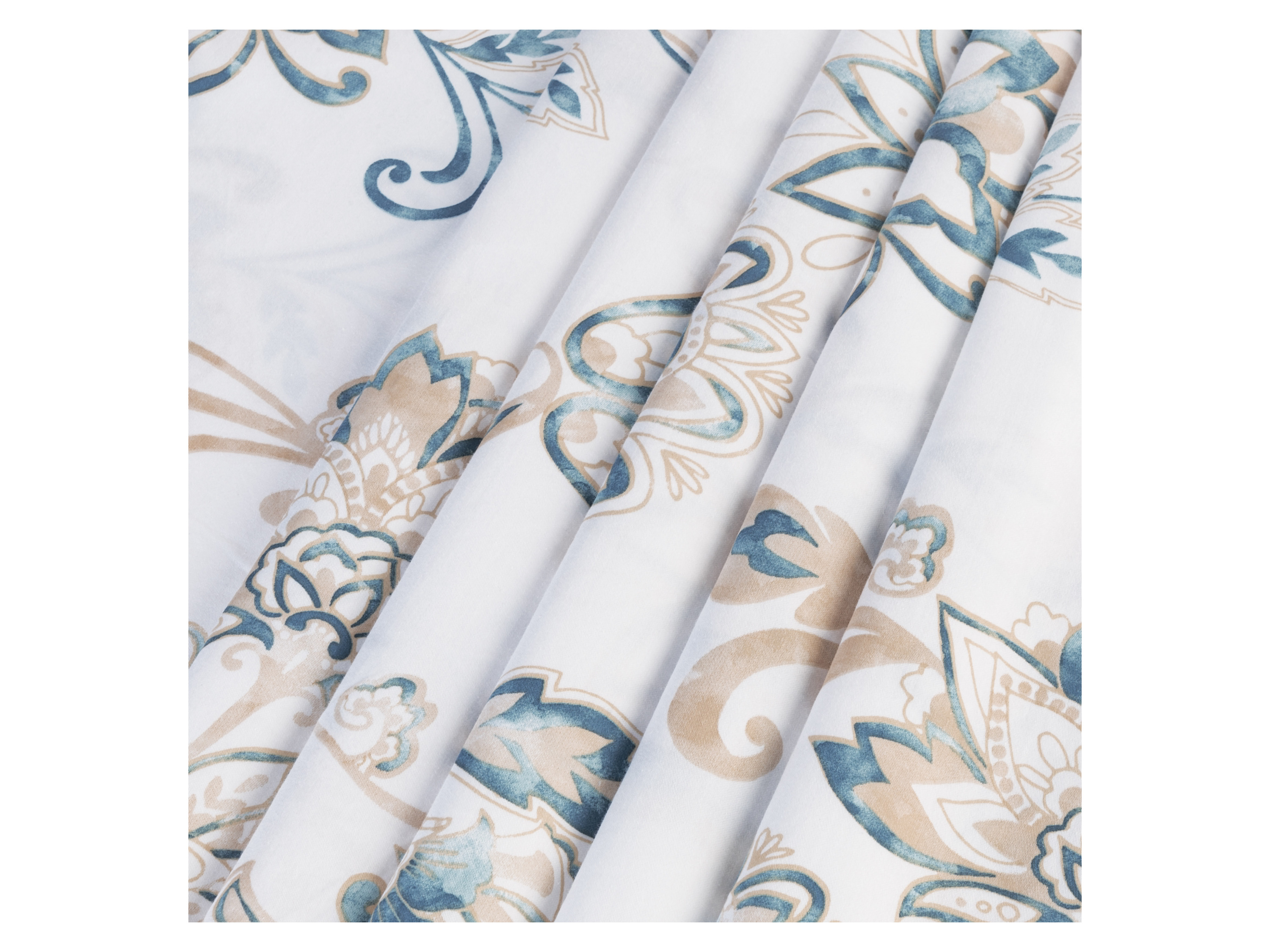 Thumbnail - LIVARNO home Bettwäsche Satin, 135 x 200 cm (Ornament/blau/weiß/beige)