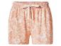 Damen-Shorts mit elastischem Bund, Kordelzug und pfirsichfarbenem Tropenblattmuster.