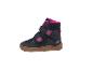 Kinder-Winterstiefel in Marineblau mit pinken Akzenten und Klettverschlüssen.