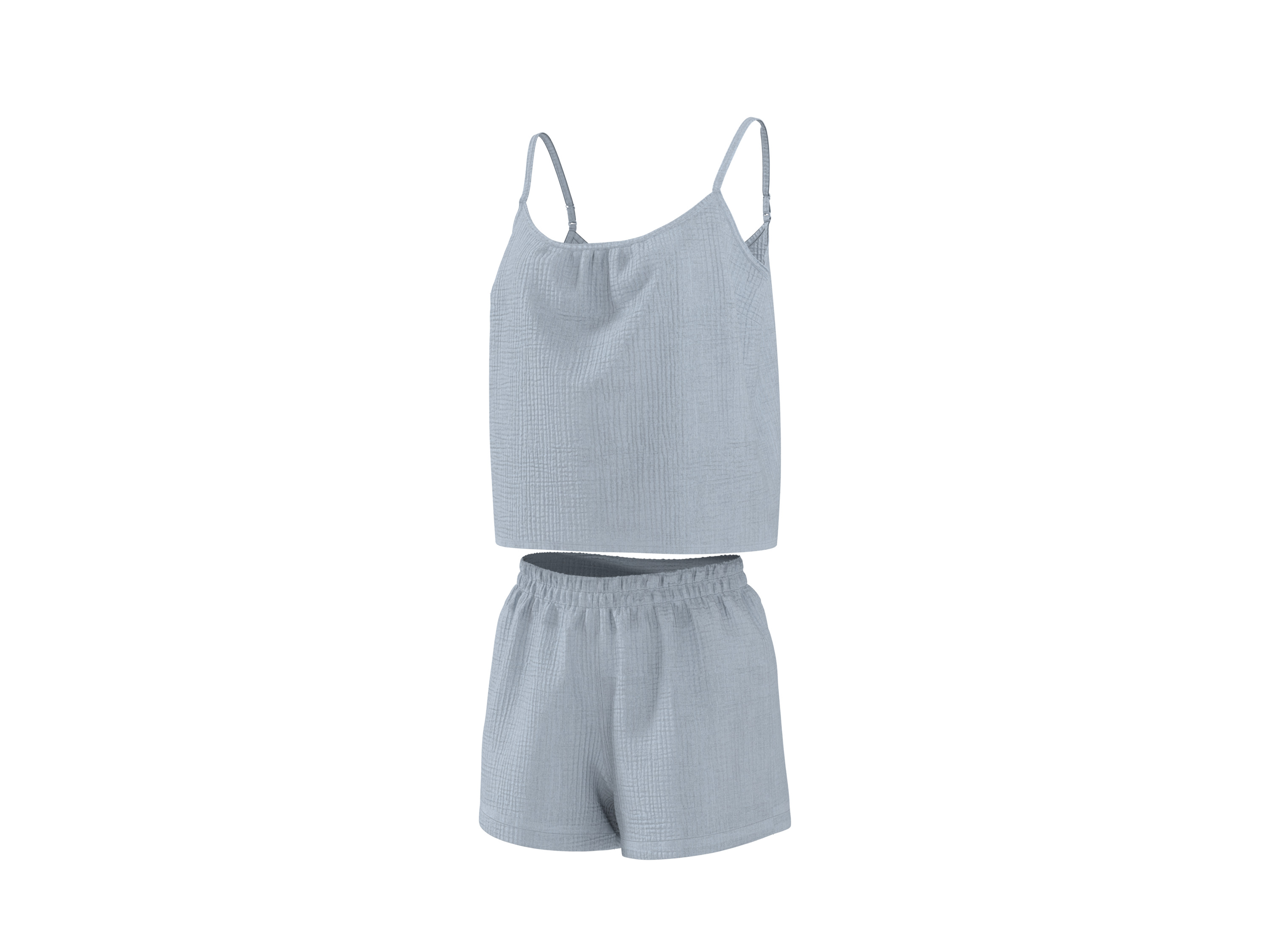 ESMARA® Damen Shorty Musselin-Pyjama (Blau, L (44/46)) – Bild 3 von 4