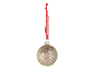 Goldene Glitzer-Weihnachtskugel mit rotem Band