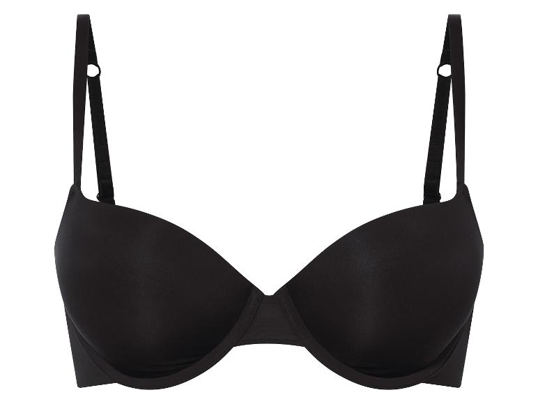Ein schwarzer BH mit glatten Cups und breiten Trägern.