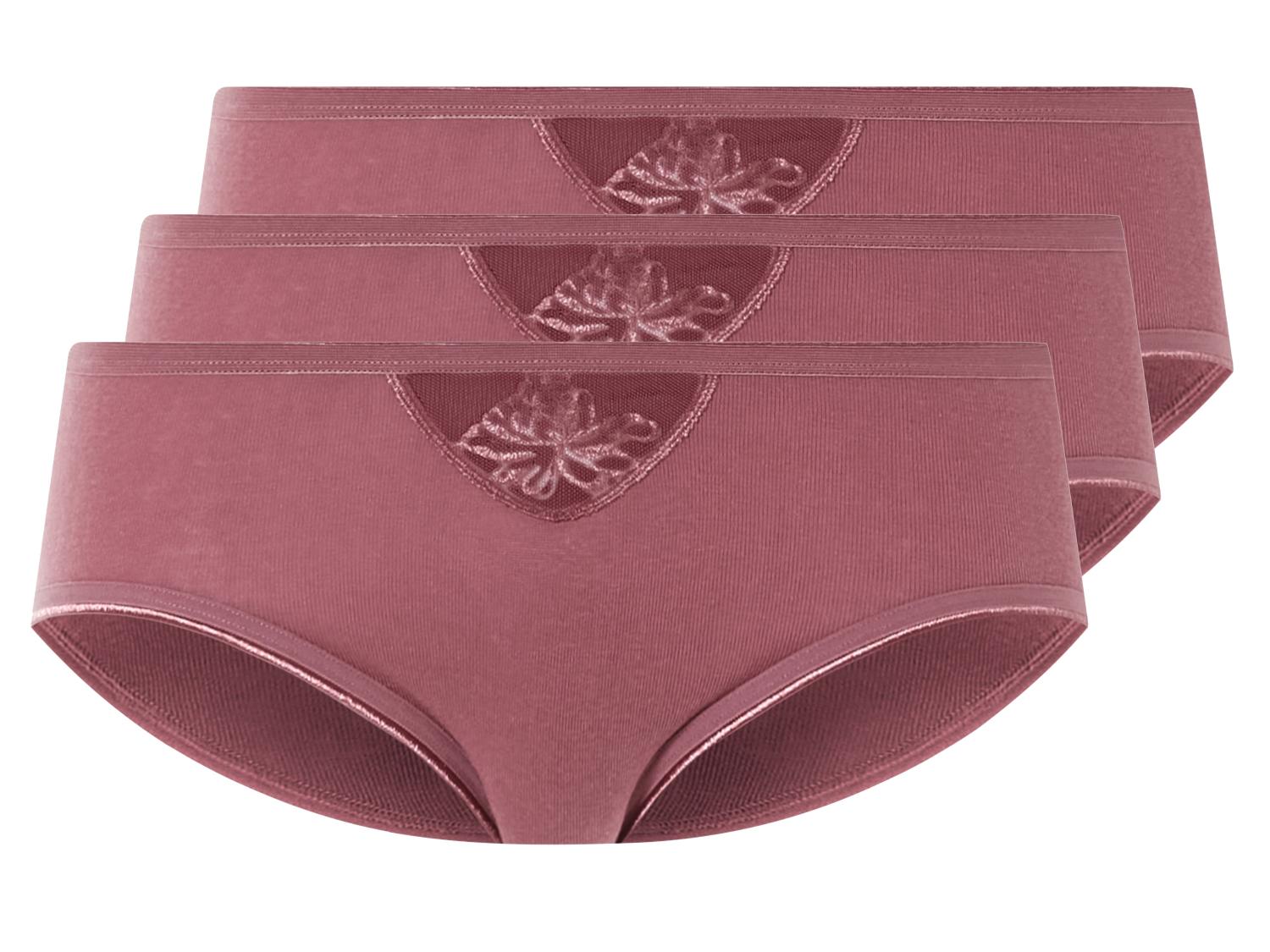 JADEA Damen-Slip 3er Pack – Midi-Slip Aus Baumwolle Mit Spitzenbesatz