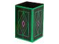 Eine grüne Box mit geometrischem Muster.