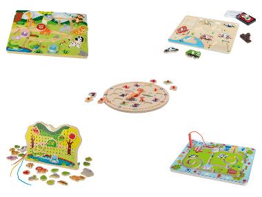 lupilu® Labyrinth-Spiel / Stempelpuzzle / Uhrenpuzzle / Fädelspiel / Magnet-Labyrinth