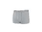 Graue Boxershorts mit elastischem Bund und Text.