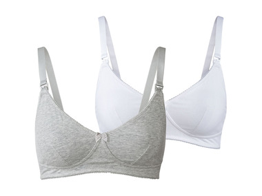 esmara® - Damen Still BH's, 2 Stück, mit hohem Bio-Baumwolle (grau/weiß, 85D) 
