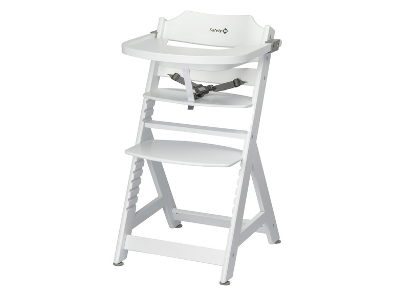 Weißer Safety 1st Hochstuhl mit Tablett und Gurt.