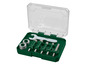 Ein Satz von 6 Diamantbohrern mit einem Schlüssel in einer grünen Box.