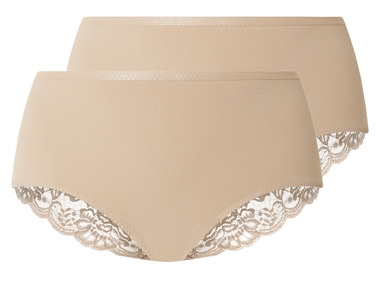 esmara® - Damen Miederslips, 2 Stück, mit eleganter Spitze (beige, XL(48/50)) 