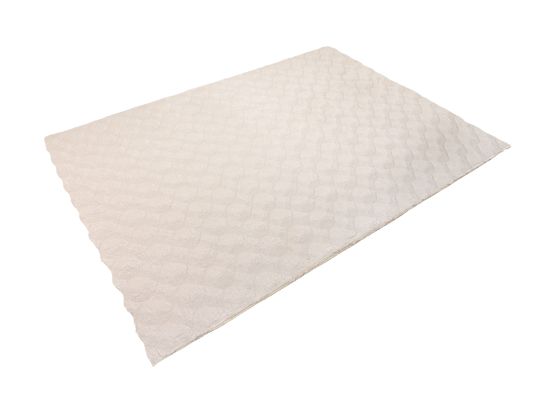 Cremefarbener Teppich mit Textur, moderner Stil.