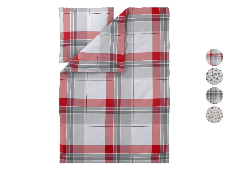 Bettwäsche-Set mit rot-grau-weißem Karomuster, mit zusätzlichen Designoptionen.