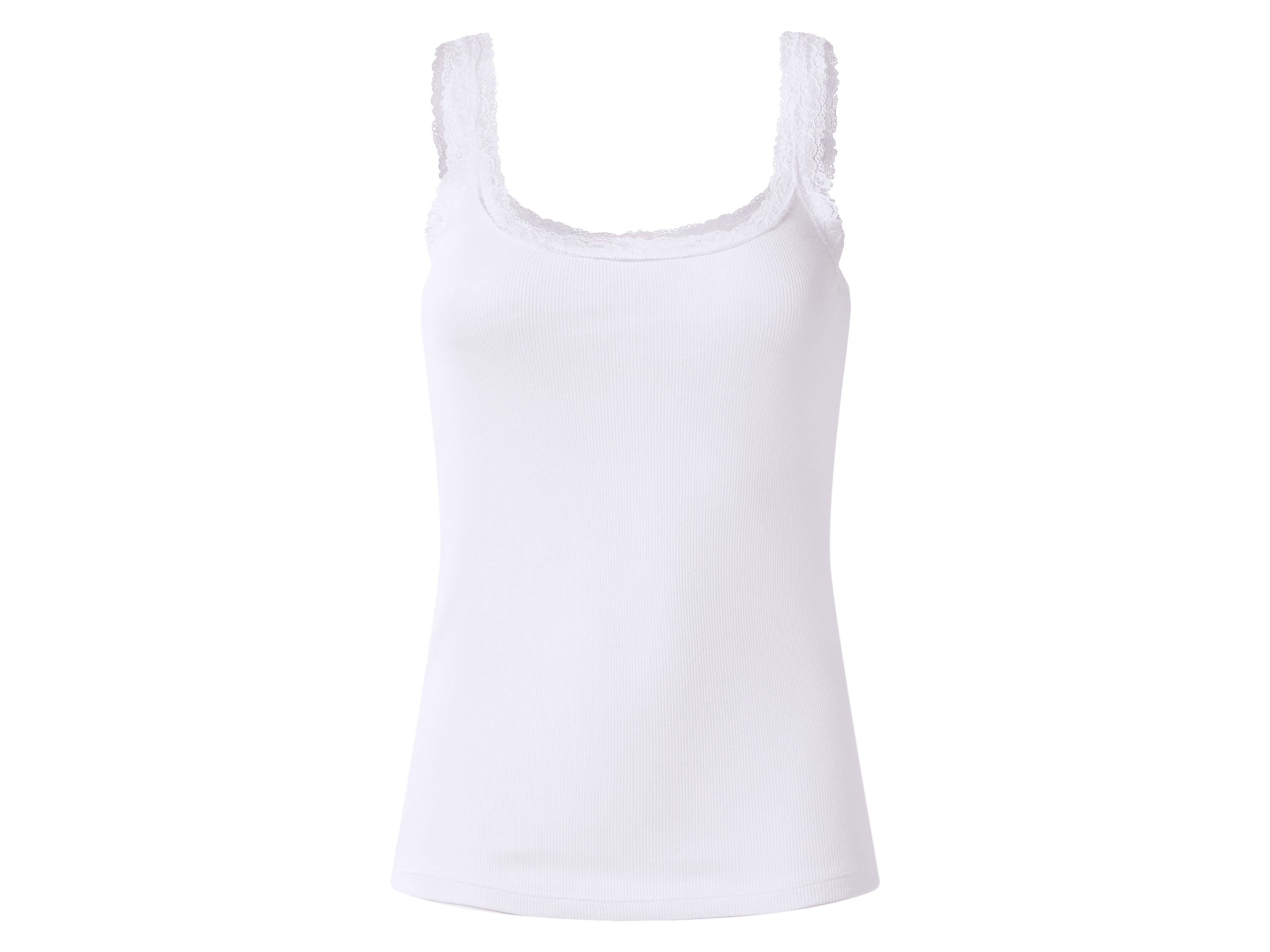 Thumbnail - esmara® Damen Gerippte Tops mit Spitze, 3 Stück (Schwarz/weiß, XL(48/50))