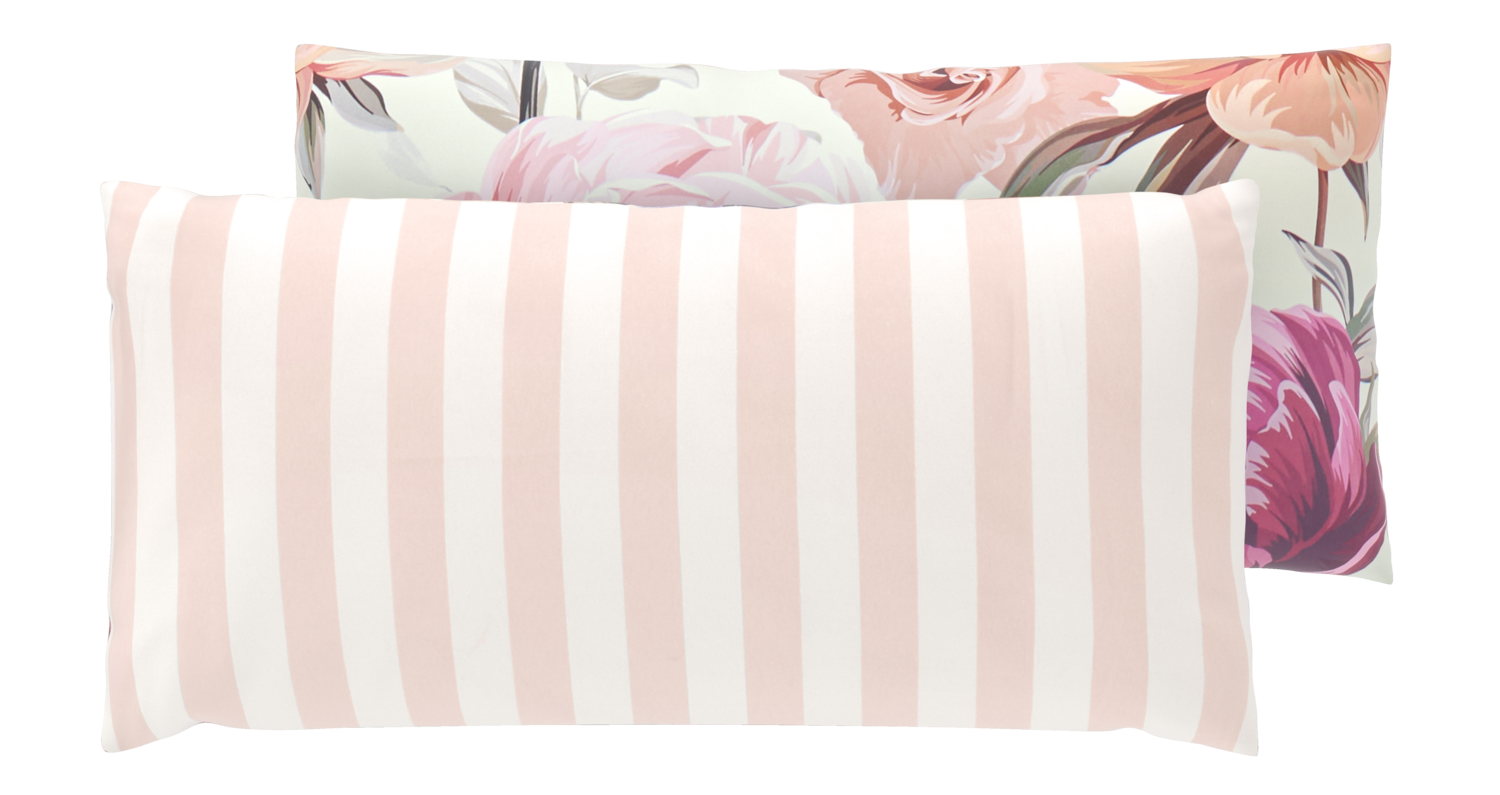 LIVARNO® Mikrofaser-Satin Kissenbezug, 2 Stück, 40 x 80 cm (Floral/weiß) – Bild 3 von 4