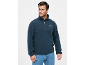 Herren-Fleece-Sweatshirt mit Reißverschluss in Blau, getragen mit Jeans.