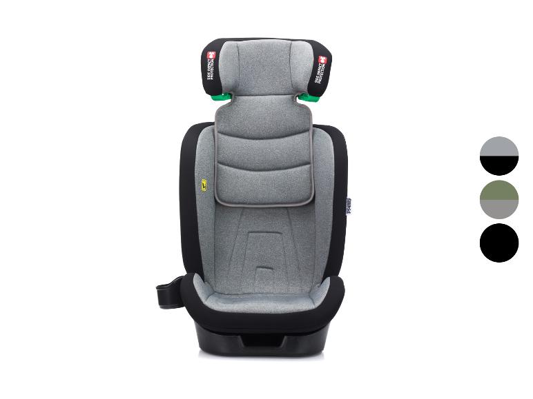 Fillikid Kindersitz, grau und schwarz, mit Seitenaufprallschutz.