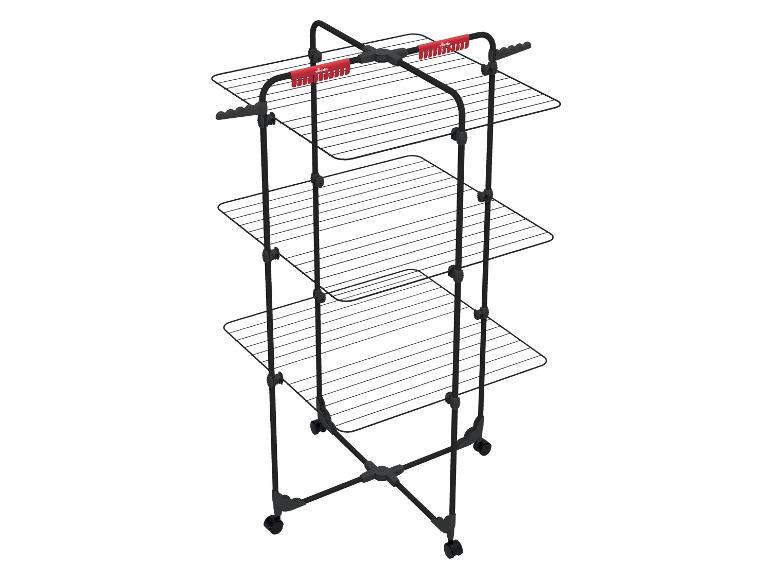Vileda Turmwäscheständer mit 3 Ebenen, schwarz und rot