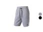 Graue Sweatshorts mit schwarzem Kordelzug und Logo am Bein, auch in Schwarz erhältlich.
