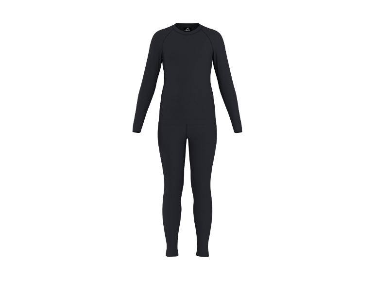 Dunkelgraues Thermounterwäsche-Set mit Langarmshirt und Leggings.