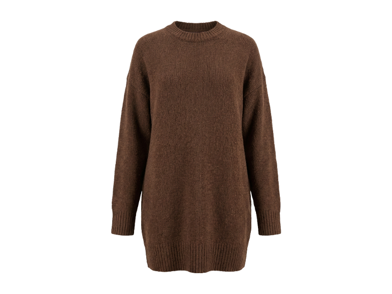 Braunes Damen-Strickkleid im Oversize-Stil