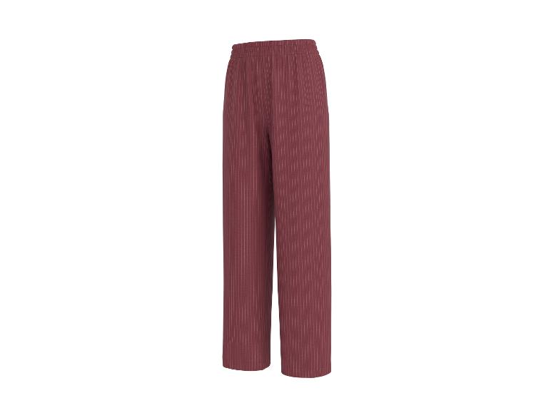 Damenhose mit weitem Bein und Streifenmuster in Bordeauxrot