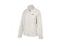 Cremefarbene Fleecejacke mit Reißverschluss und Logo auf der Brust.