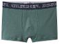 Grüne Boxershorts mit schwarzem Gummibund und weißem Text