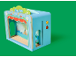 Blaues Kasperletheater aus Holz für Kinder mit der Aufschrift Story Time.