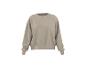 Einfarbiges beiges Langarm-Sweatshirt mit Rundhalsausschnitt.