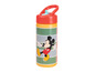 Eine gelbe Trinkflasche mit Mickey Mouse Design.
