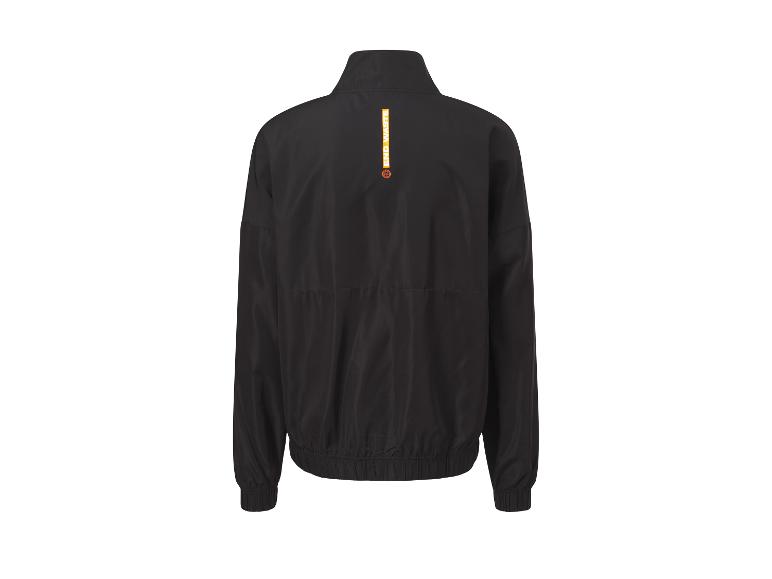 Schwarze Sportjacke mit Reißverschluss.