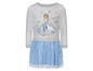 Graues Kleid mit Elsa-Print und Tüllrock.