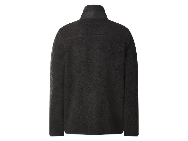 Schwarze Fleecejacke mit Stehkragen, Rückansicht