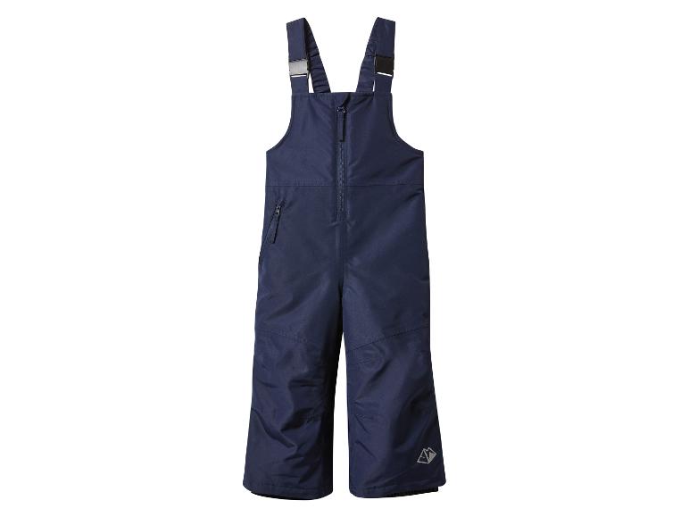 Dunkelblaue Skihose mit Trägern und Reißverschluss.