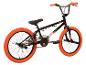 Schwarzes RUDE BMX-Fahrrad mit orangefarbenen Reifen und Akzenten.