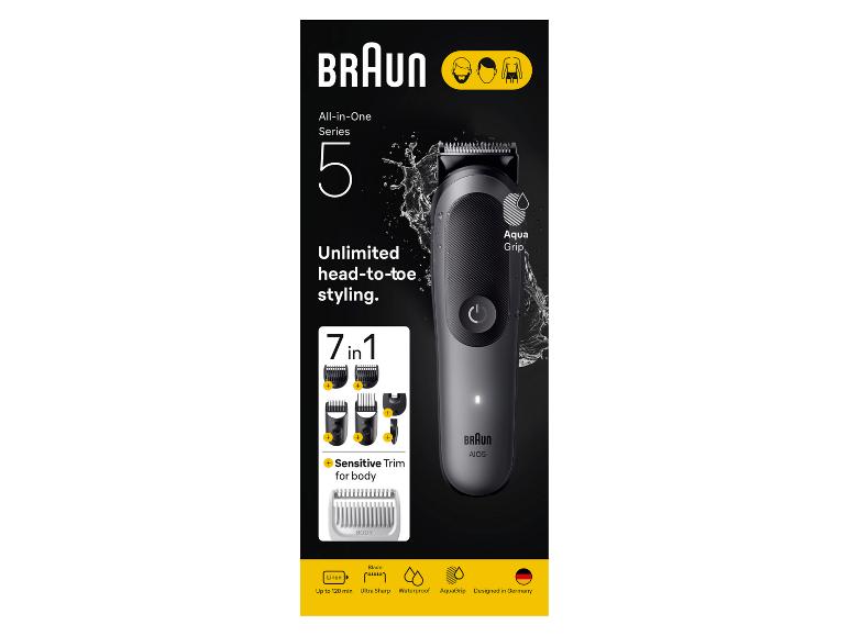 All-in-One Trimmer Serie 5 für unbegrenztes Styling von Kopf bis Fuß, 7-in-1 mit Sensitive Trimmer für den Körper.