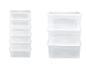 Stapelbare, transparente Aufbewahrungsboxen.