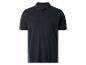 Dunkelblaues Herren-Poloshirt mit kurzen Ärmeln und Knopfleiste.