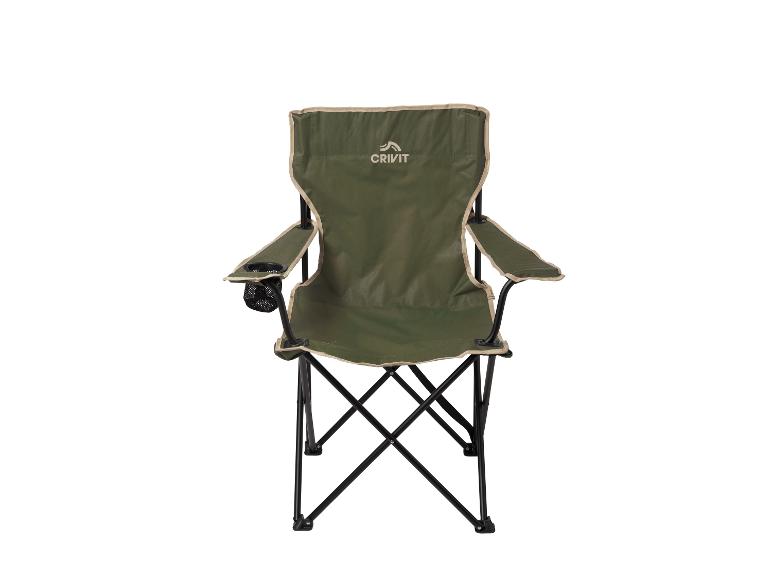 Crivit grüner Klapp-Campingstuhl mit Armlehnen und Getränkehalter