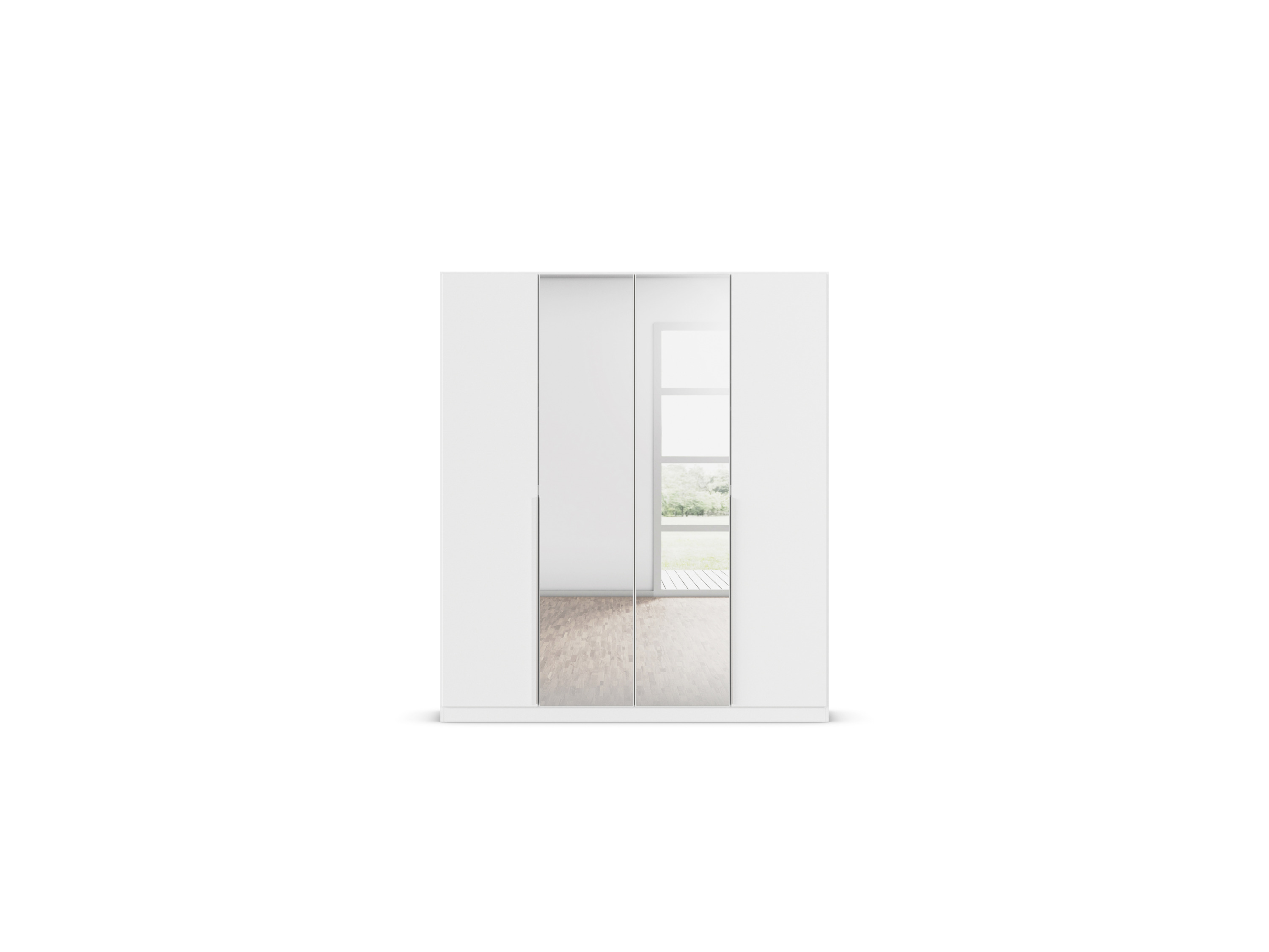 RAUCH ORANGE Drehtürenschrank Alabama mit Spiegel (Basic-Zubehör, Weiß, Griffe Alufarben, 181 x 210 cm) – Bild 3 von 4