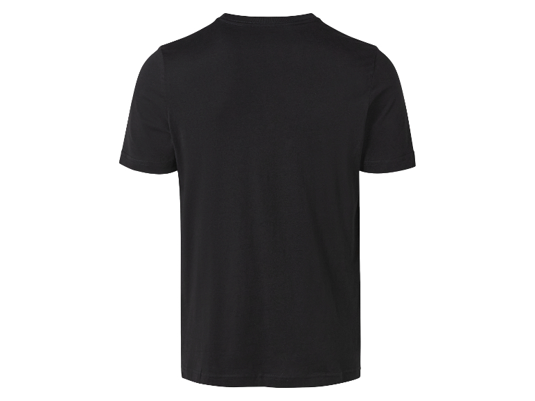 Ein schwarzes T-Shirt mit kurzen Ärmeln.