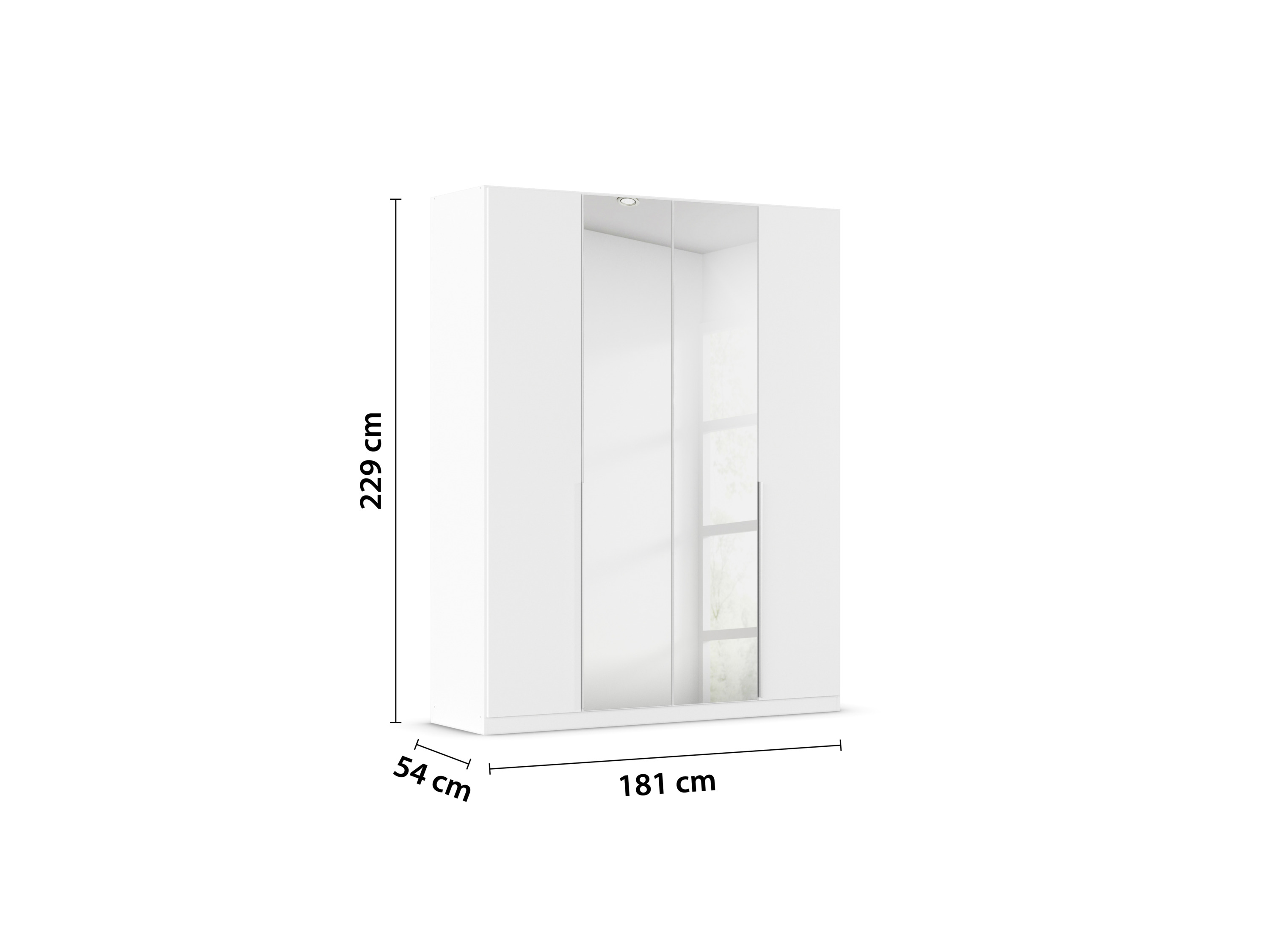 RAUCH ORANGE Drehtürenschrank Alabama mit Spiegel (Classic-Zubehör, Weiß, Griffe Alufarben, 181 x 229 cm) – Bild 4 von 4